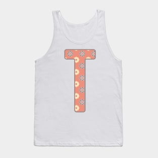 MONOGRAM LETTER T PINK FLORAL TYPOGRAPHY DESIGN Tank Top